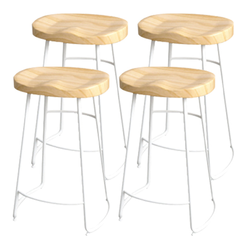 Industrial Saddle Seat Counter and Bar Stool Wood and Metal Backless Bar Stool