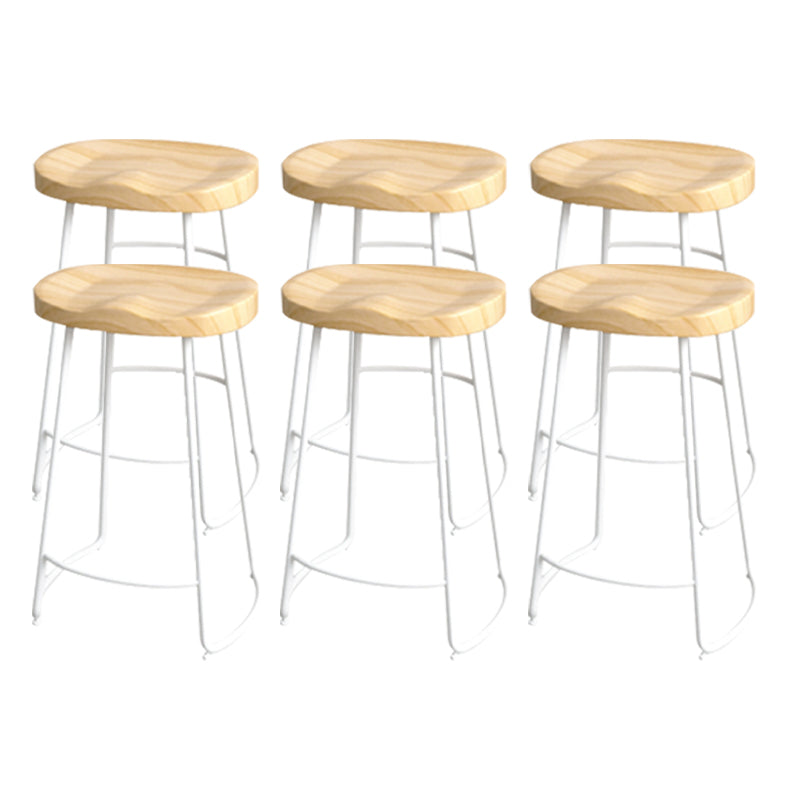 Industrial Saddle Seat Counter and Bar Stool Wood and Metal Backless Bar Stool