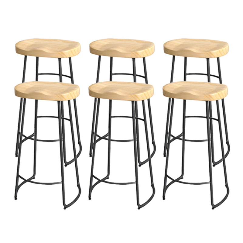 Industrial Saddle Seat Counter and Bar Stool Wood and Metal Backless Bar Stool