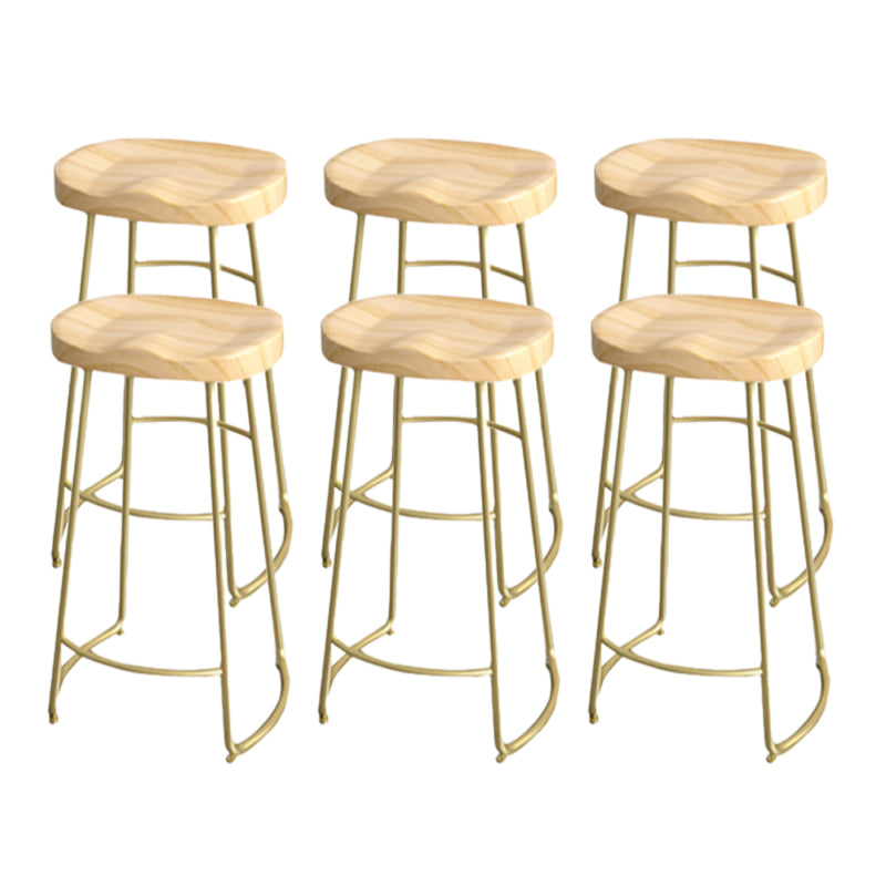 Industrial Saddle Seat Counter and Bar Stool Wood and Metal Backless Bar Stool
