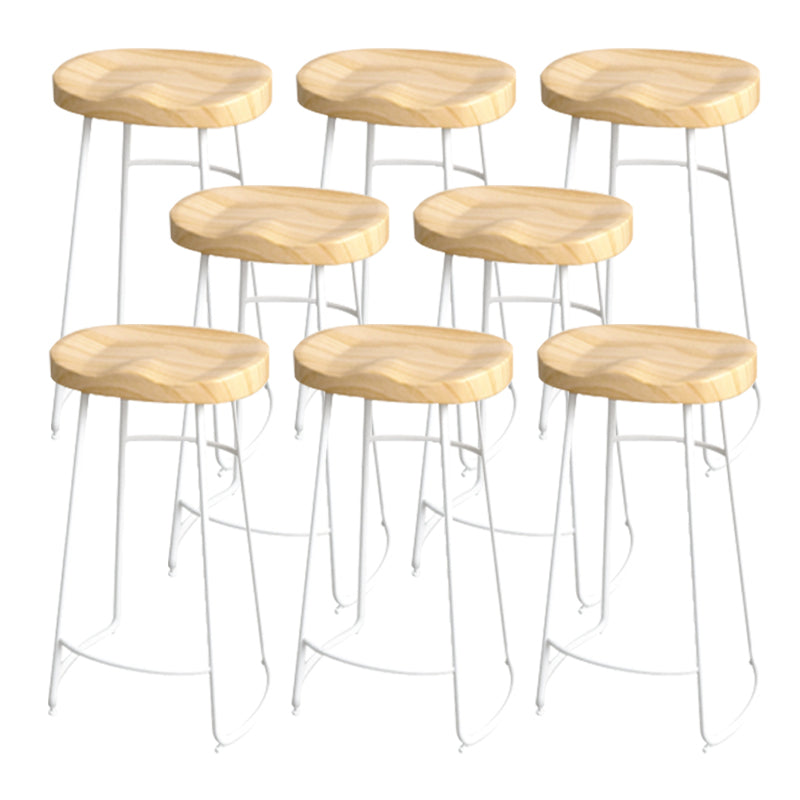 Industrial Saddle Seat Counter and Bar Stool Wood and Metal Backless Bar Stool