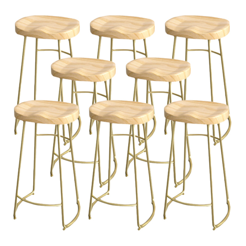 Industrial Saddle Seat Counter and Bar Stool Wood and Metal Backless Bar Stool