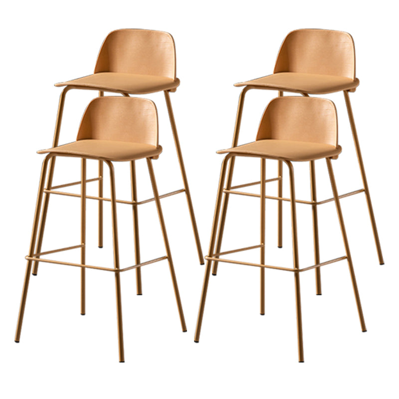 Scandinavian Plastic Bar Stools Low Back Armless Barstool with 4 Iron Legs