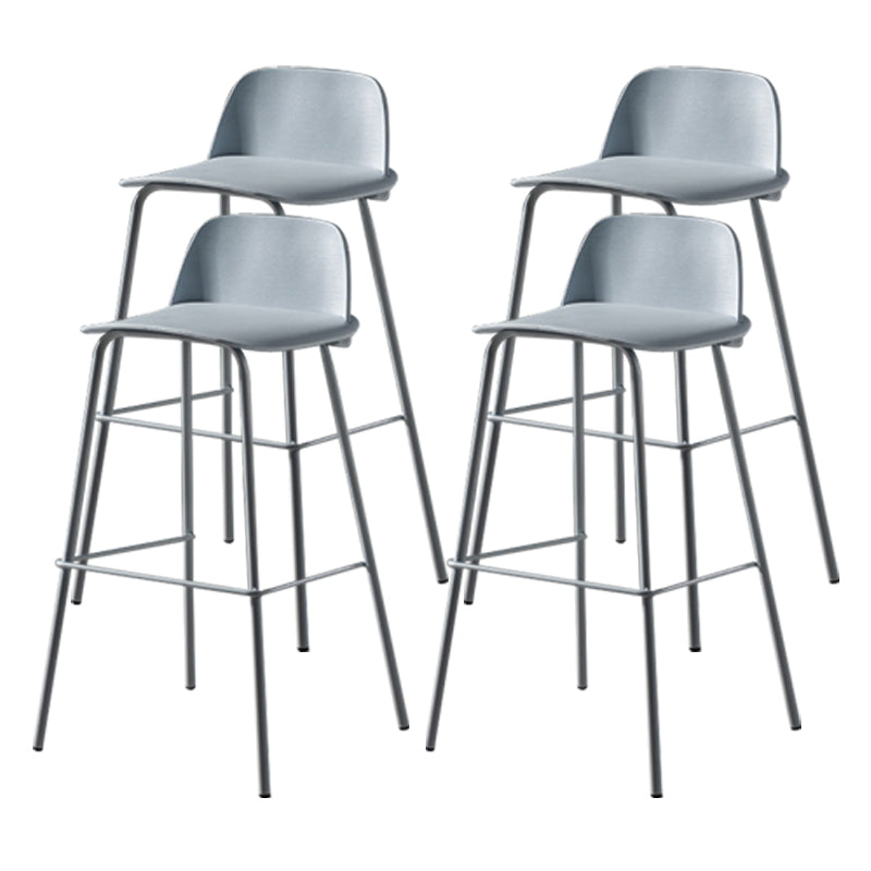 Scandinavian Plastic Bar Stools Low Back Armless Barstool with 4 Iron Legs