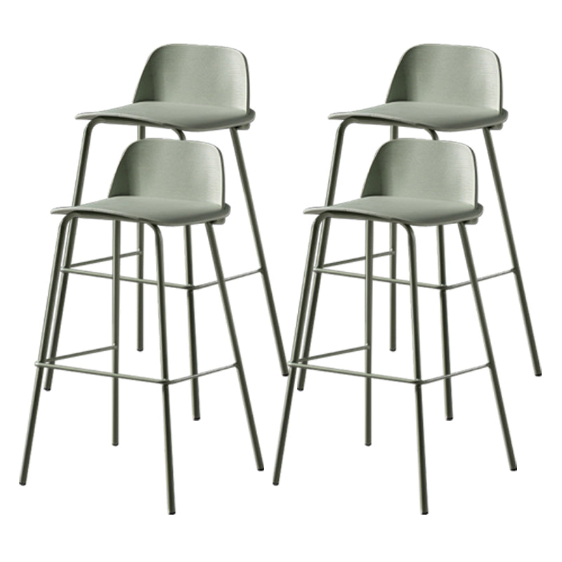 Scandinavian Plastic Bar Stools Low Back Armless Barstool with 4 Iron Legs