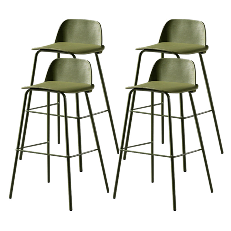 Scandinavian Plastic Bar Stools Low Back Armless Barstool with 4 Iron Legs