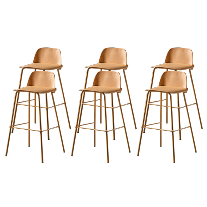Scandinavian Plastic Bar Stools Low Back Armless Barstool with 4 Iron Legs