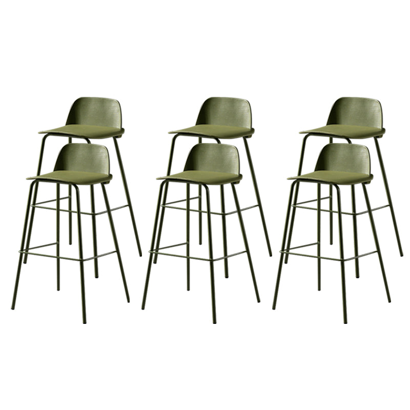 Scandinavian Plastic Bar Stools Low Back Armless Barstool with 4 Iron Legs