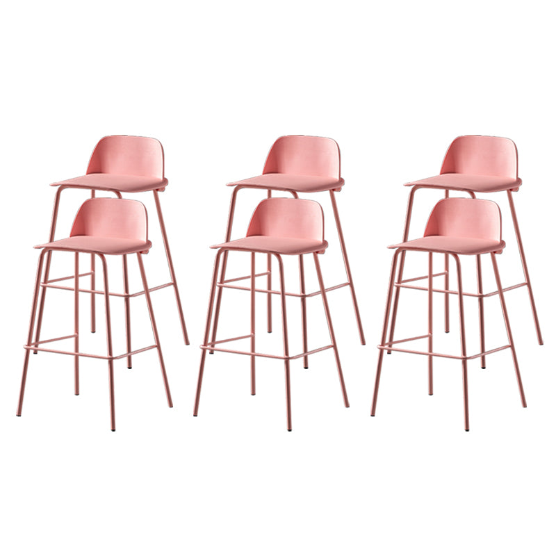 Scandinavian Plastic Bar Stools Low Back Armless Barstool with 4 Iron Legs
