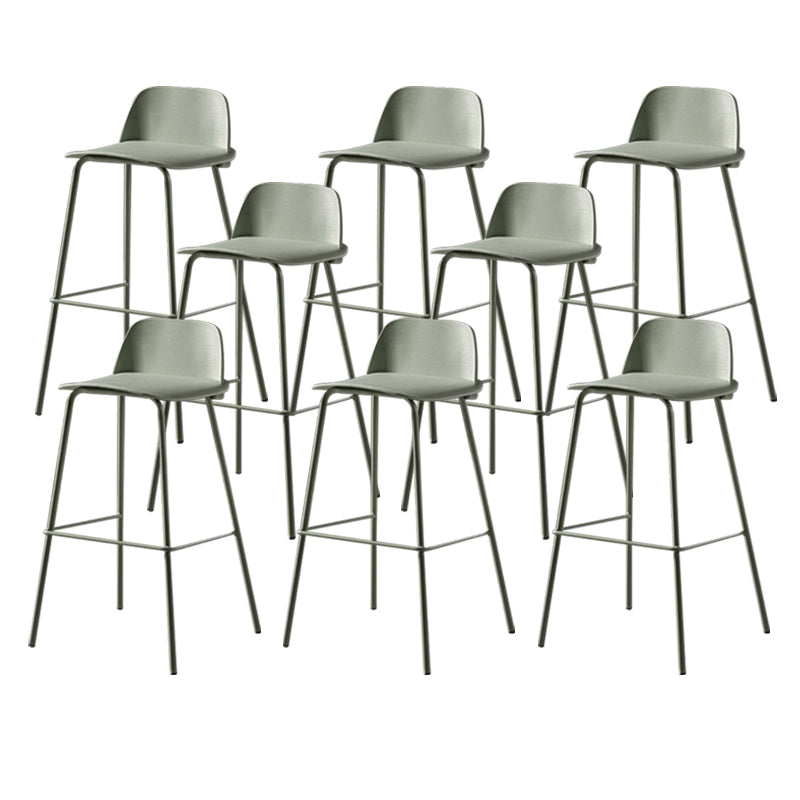 Scandinavian Plastic Bar Stools Low Back Armless Barstool with 4 Iron Legs