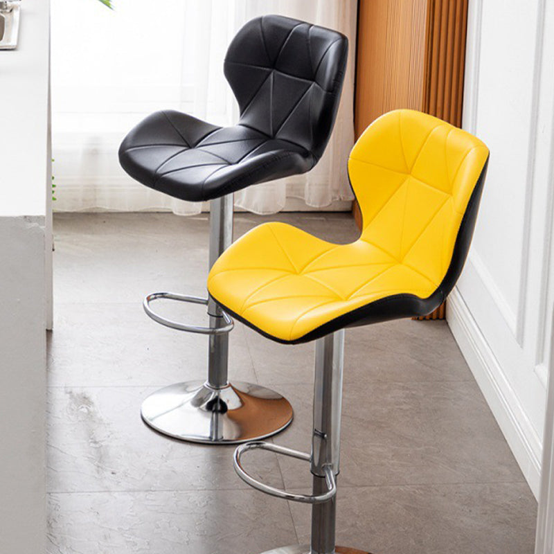 Scandinavian Metal Barstool Adjustable Low Back PU Leather stools in Matte Finish