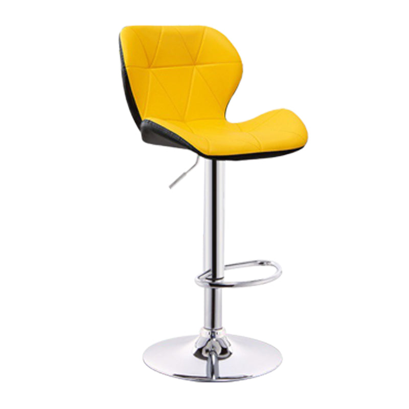 Scandinavian Metal Barstool Adjustable Low Back PU Leather stools in Matte Finish