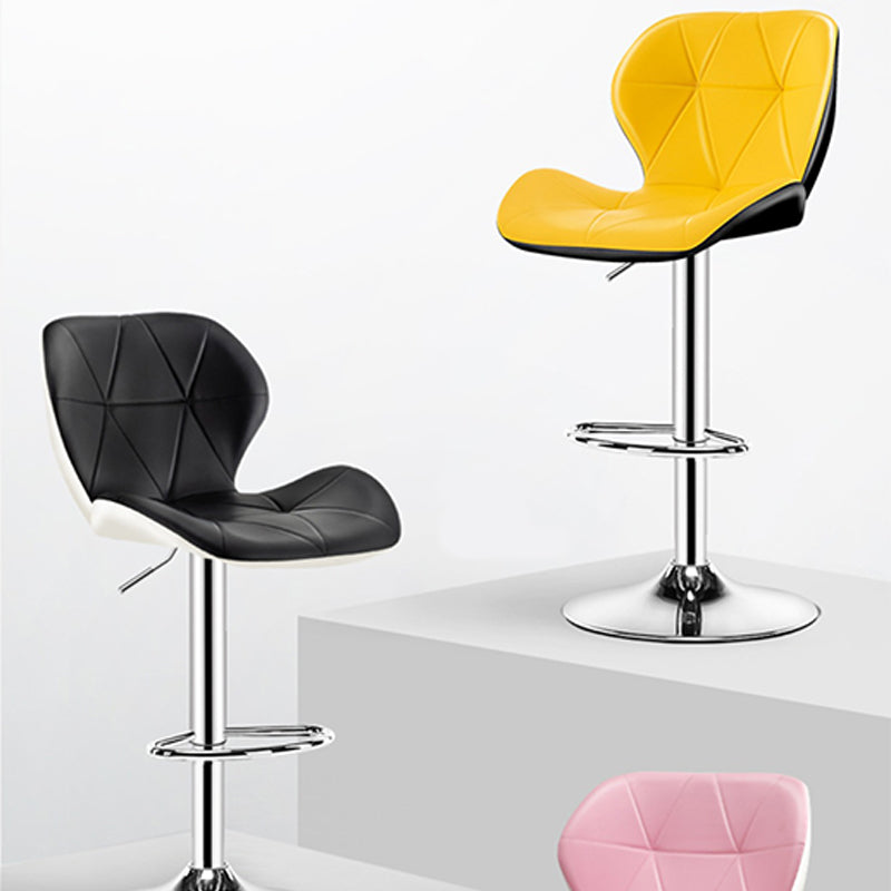 Scandinavian Metal Barstool Adjustable Low Back PU Leather stools in Matte Finish