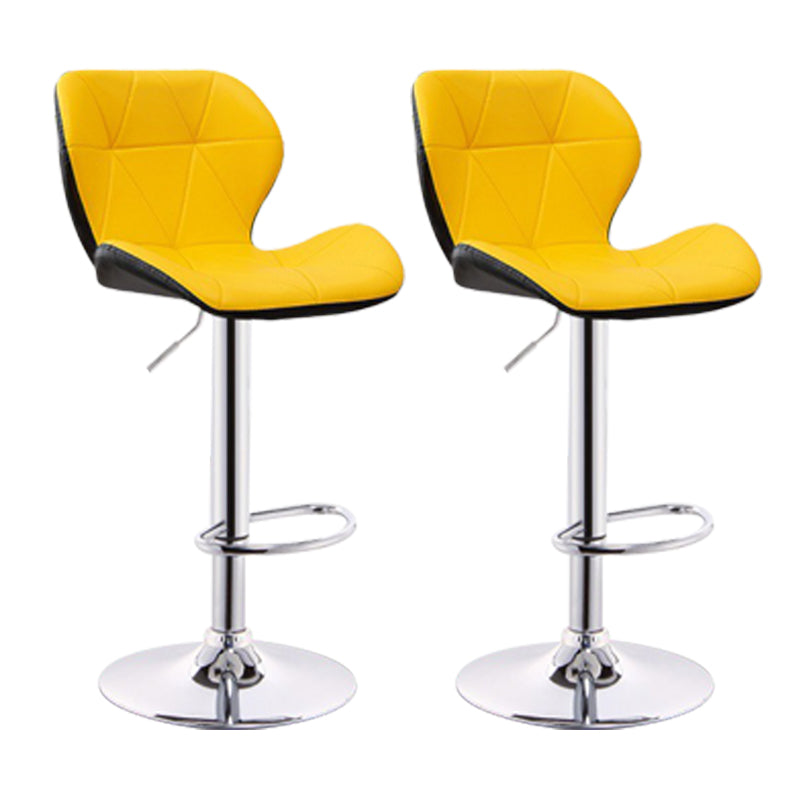 Scandinavian Metal Barstool Adjustable Low Back PU Leather stools in Matte Finish