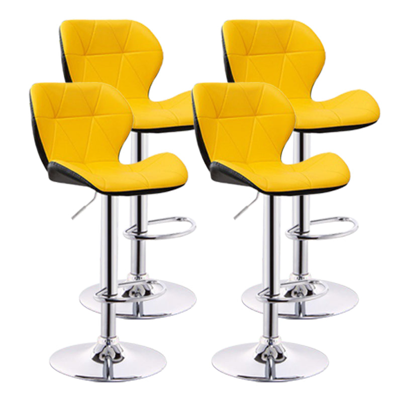 Scandinavian Metal Barstool Adjustable Low Back PU Leather stools in Matte Finish