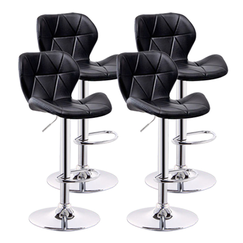 Scandinavian Metal Barstool Adjustable Low Back PU Leather stools in Matte Finish