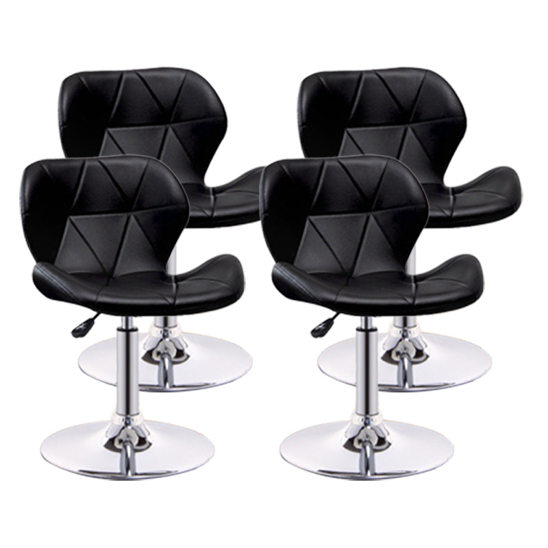 Scandinavian Metal Barstool Adjustable Low Back PU Leather stools in Matte Finish