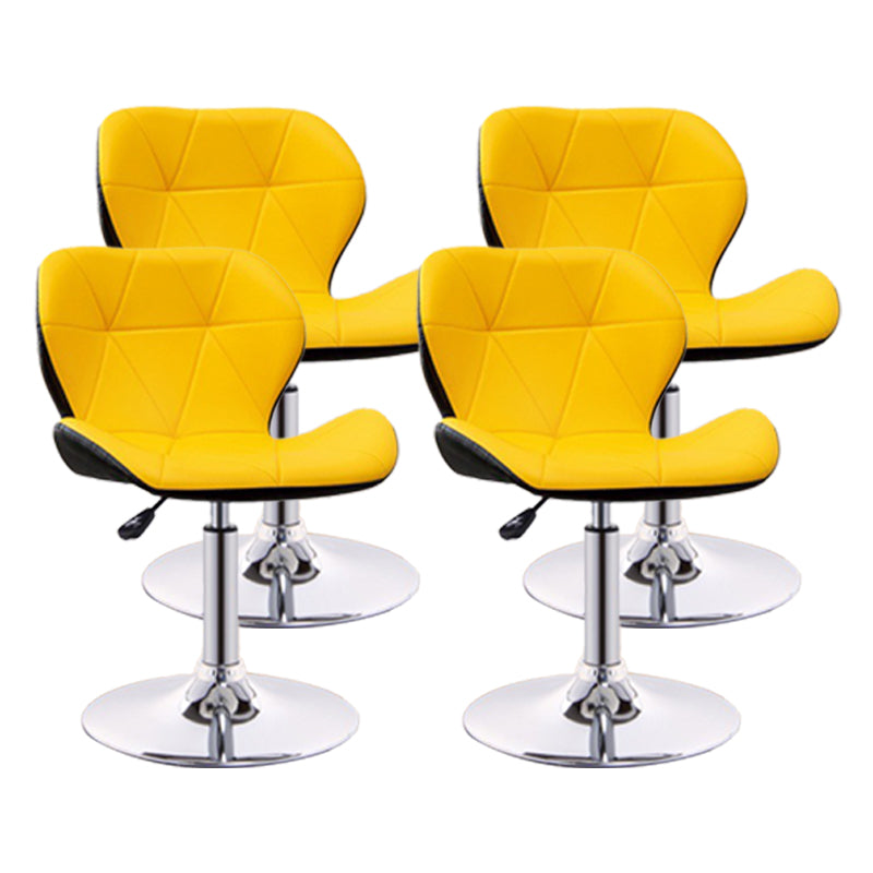 Scandinavian Metal Barstool Adjustable Low Back PU Leather stools in Matte Finish