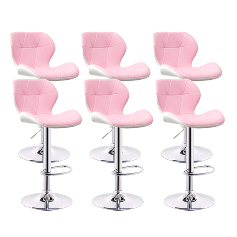 Scandinavian Metal Barstool Adjustable Low Back PU Leather stools in Matte Finish