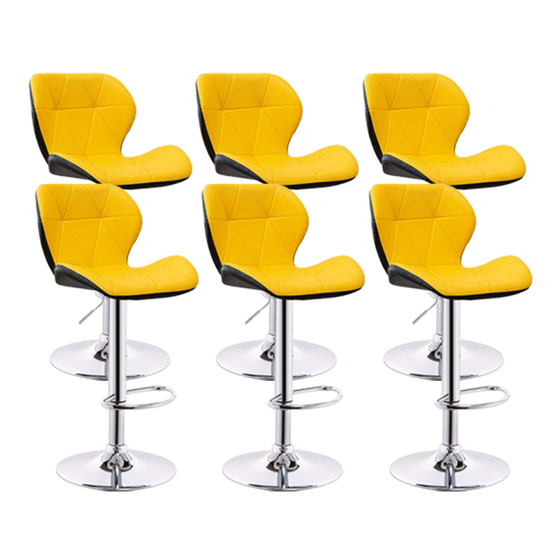 Scandinavian Metal Barstool Adjustable Low Back PU Leather stools in Matte Finish