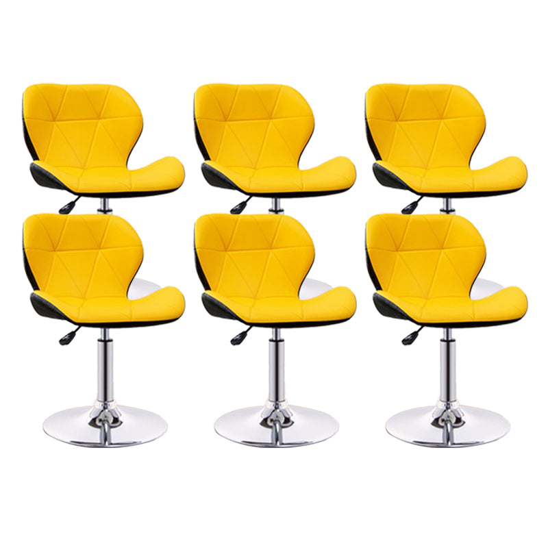 Scandinavian Metal Barstool Adjustable Low Back PU Leather stools in Matte Finish