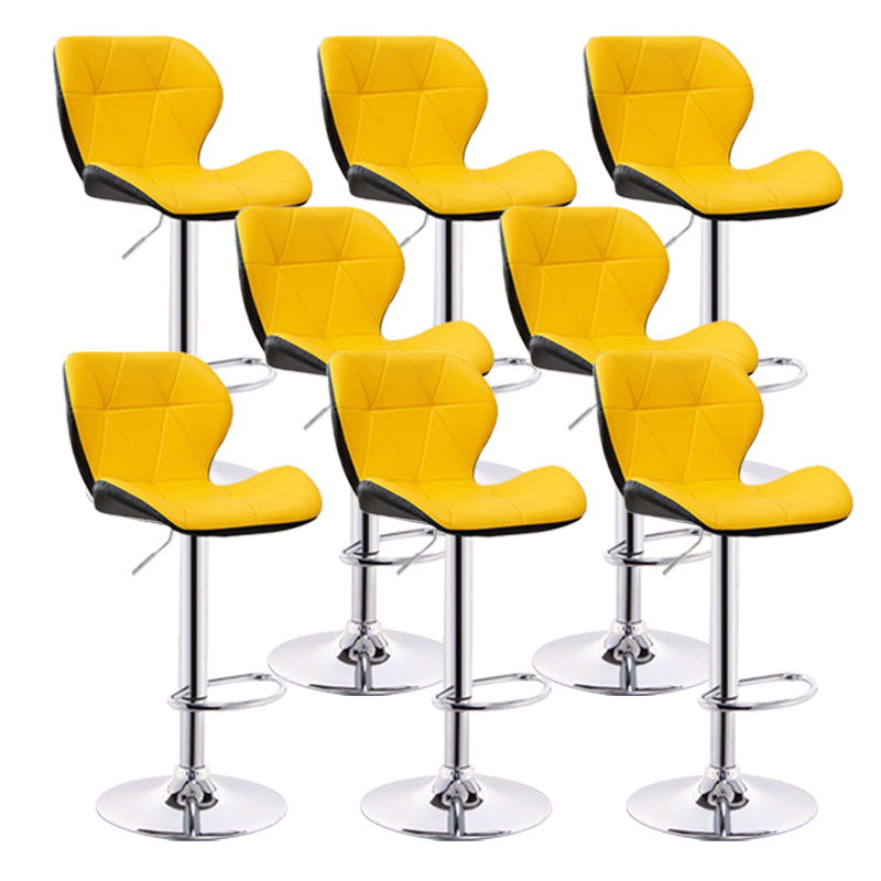 Scandinavian Metal Barstool Adjustable Low Back PU Leather stools in Matte Finish