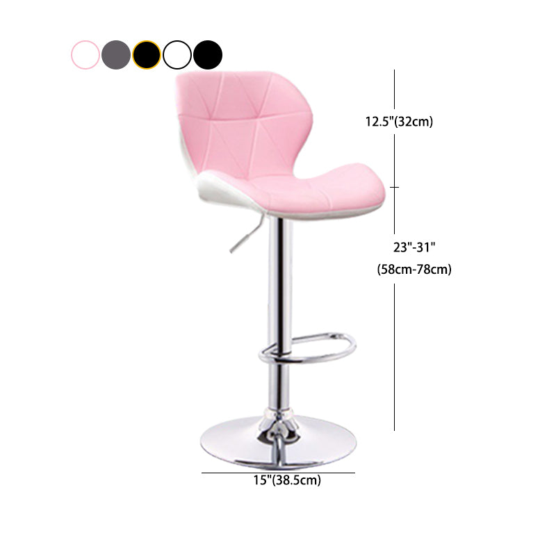 Scandinavian Metal Barstool Adjustable Low Back PU Leather stools in Matte Finish