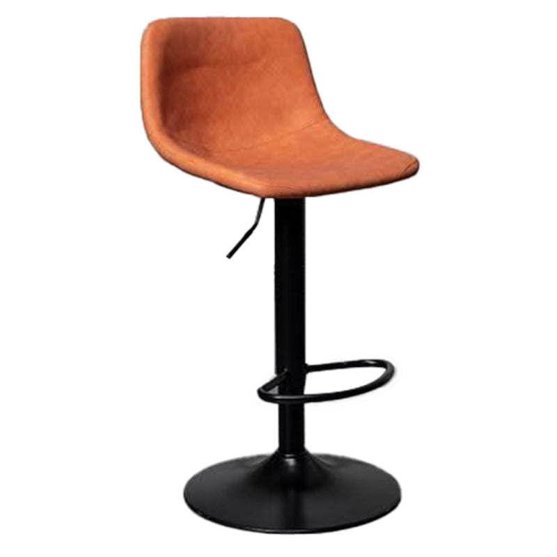 Scandinavian Metal Barstool Adjustable Low Back Faux Leather Barstools in Matte Finish
