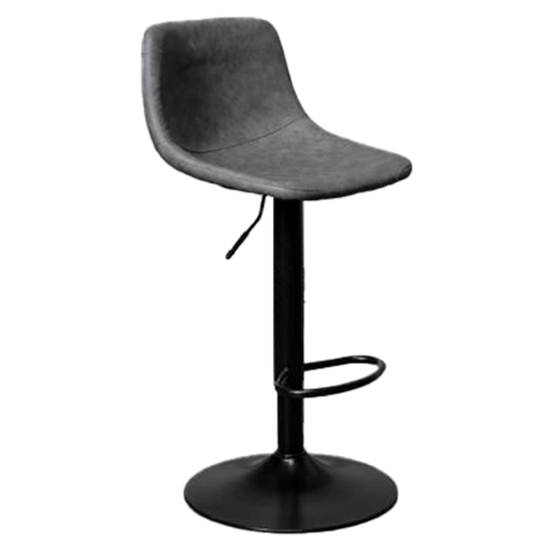 Scandinavian Metal Barstool Adjustable Low Back Faux Leather Barstools in Matte Finish