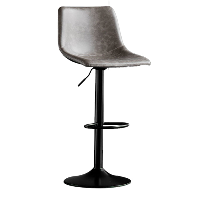 Scandinavian Metal Barstool Adjustable Low Back Faux Leather Barstools in Matte Finish