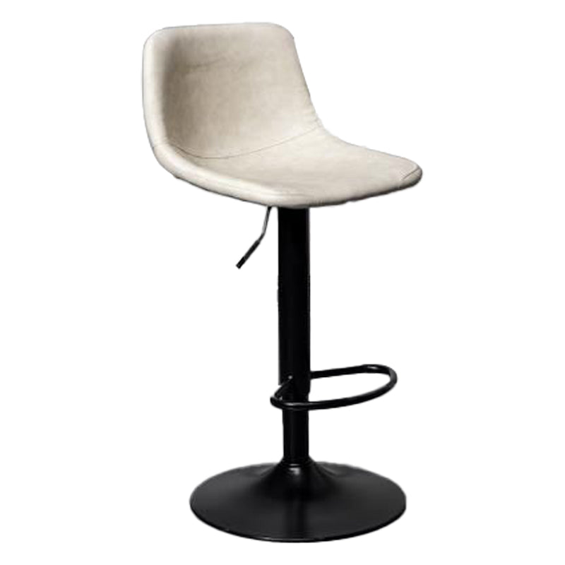 Scandinavian Metal Barstool Adjustable Low Back Faux Leather Barstools in Matte Finish