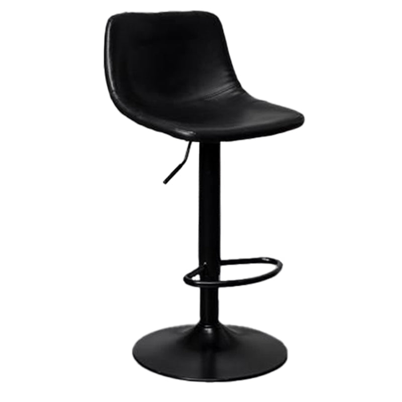 Scandinavian Metal Barstool Adjustable Low Back Faux Leather Barstools in Matte Finish