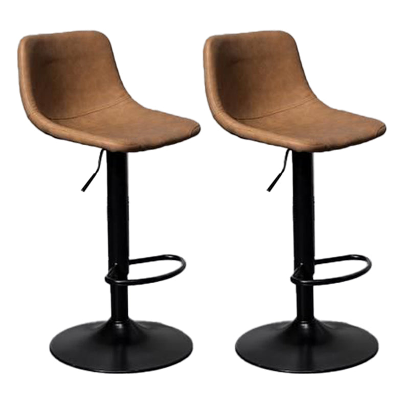 Scandinavian Metal Barstool Adjustable Low Back Faux Leather Barstools in Matte Finish