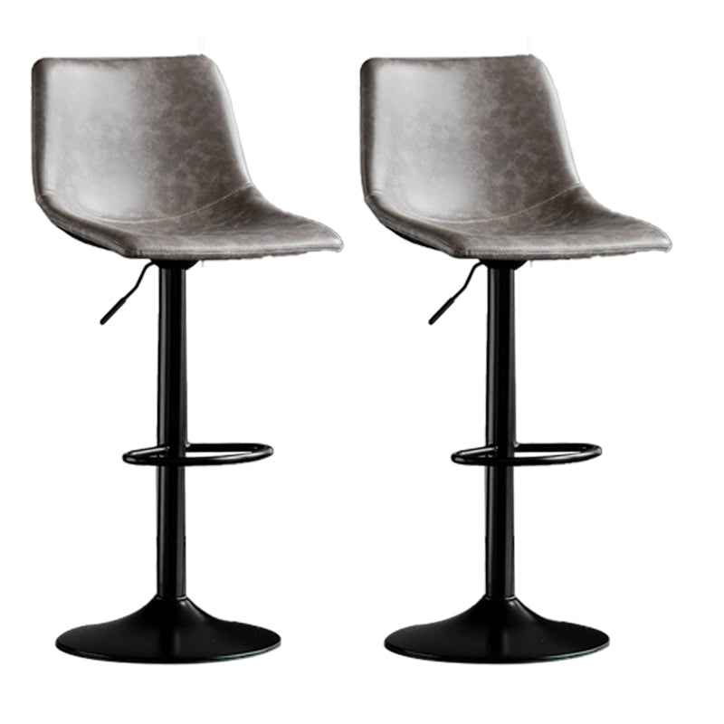 Scandinavian Metal Barstool Adjustable Low Back Faux Leather Barstools in Matte Finish