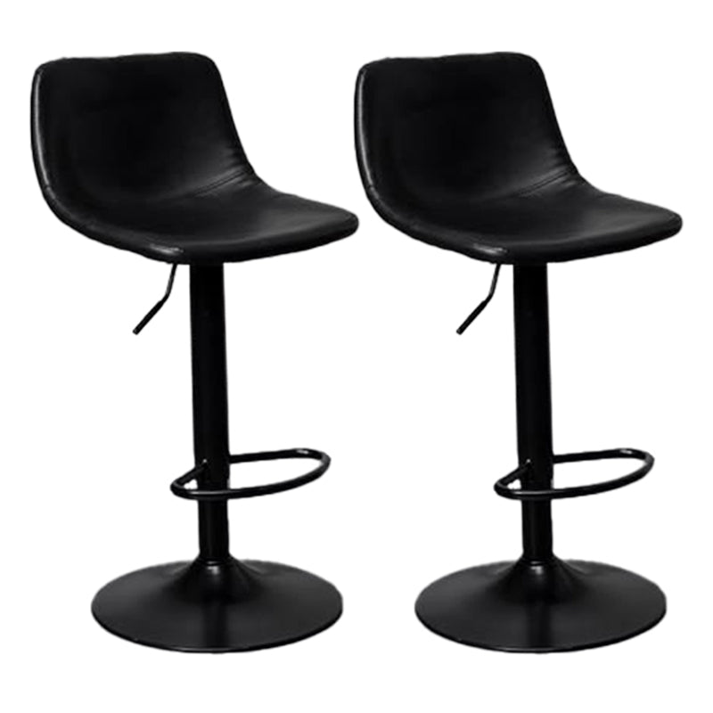 Scandinavian Metal Barstool Adjustable Low Back Faux Leather Barstools in Matte Finish