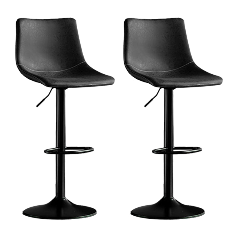 Scandinavian Metal Barstool Adjustable Low Back Faux Leather Barstools in Matte Finish