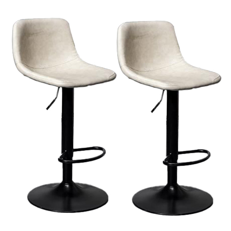 Scandinavian Metal Barstool Adjustable Low Back Faux Leather Barstools in Matte Finish