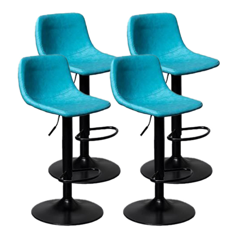 Scandinavian Metal Barstool Adjustable Low Back Faux Leather Barstools in Matte Finish