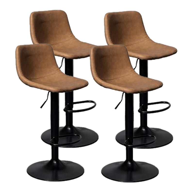 Scandinavian Metal Barstool Adjustable Low Back Faux Leather Barstools in Matte Finish
