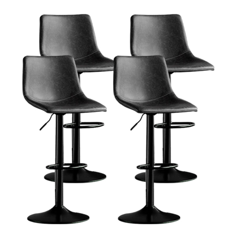 Scandinavian Metal Barstool Adjustable Low Back Faux Leather Barstools in Matte Finish