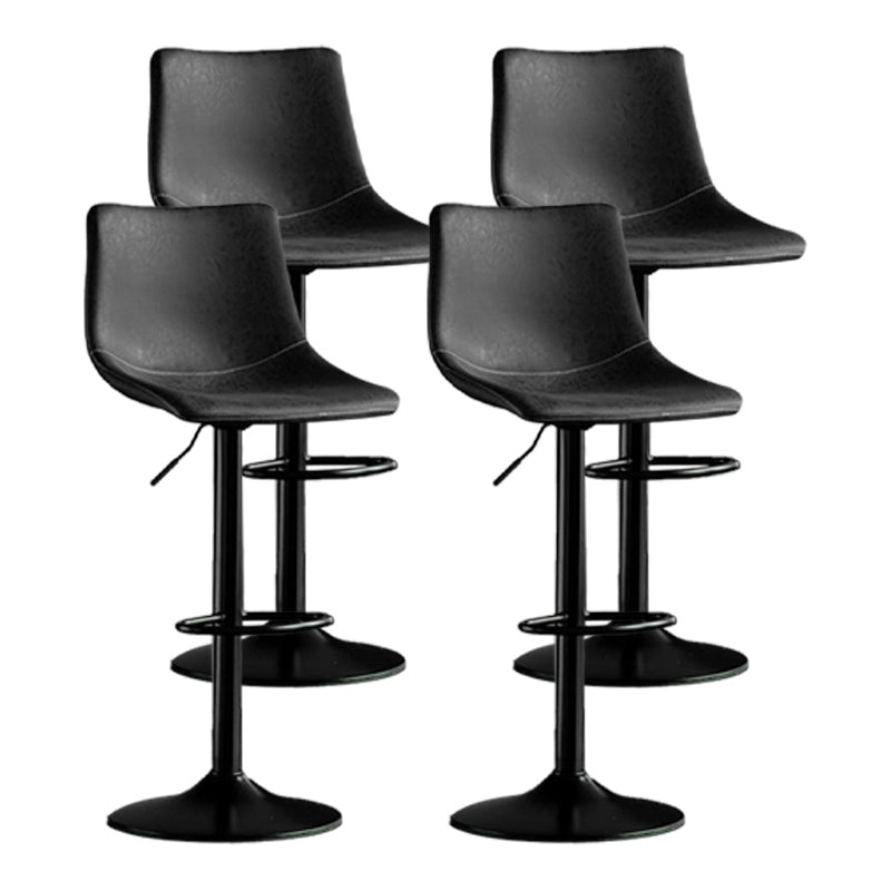 Scandinavian Metal Barstool Adjustable Low Back Faux Leather Barstools in Matte Finish