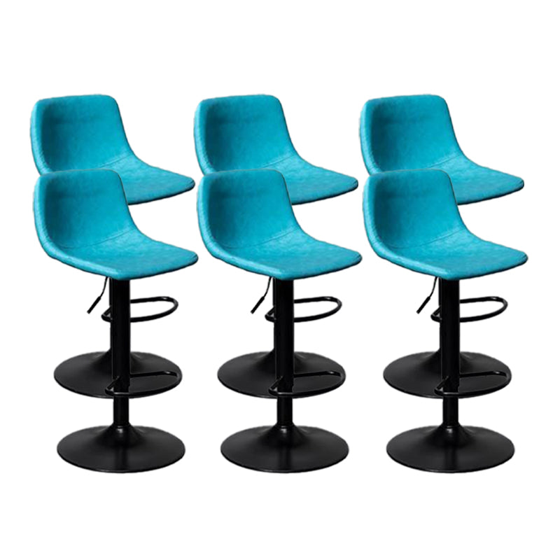 Scandinavian Metal Barstool Adjustable Low Back Faux Leather Barstools in Matte Finish