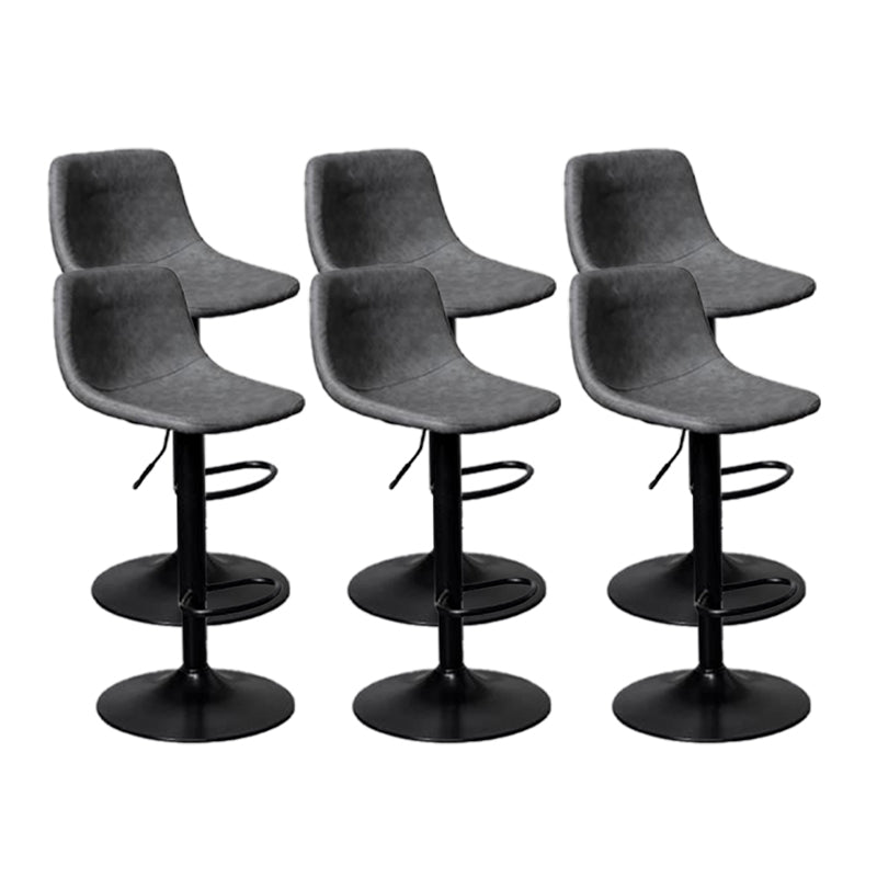 Scandinavian Metal Barstool Adjustable Low Back Faux Leather Barstools in Matte Finish