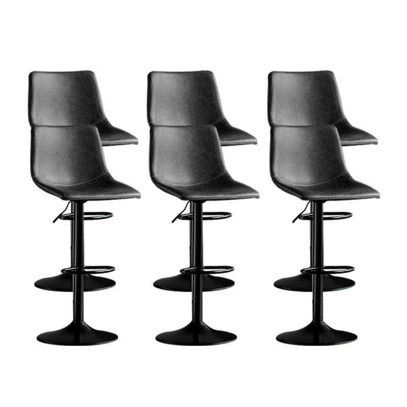 Scandinavian Metal Barstool Adjustable Low Back Faux Leather Barstools in Matte Finish