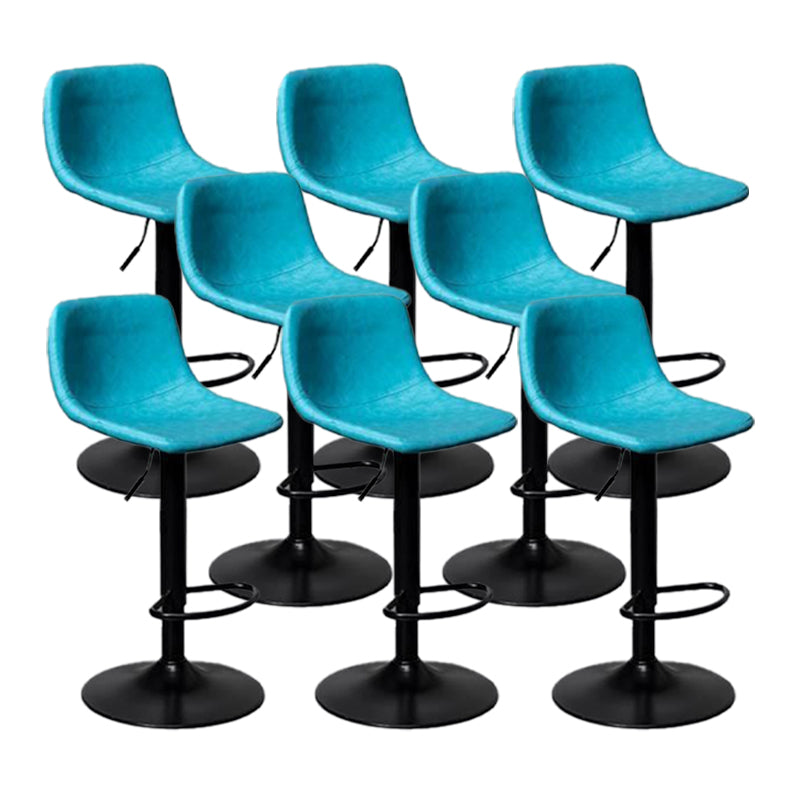 Scandinavian Metal Barstool Adjustable Low Back Faux Leather Barstools in Matte Finish