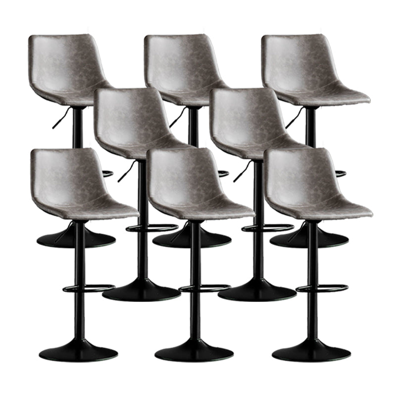 Scandinavian Metal Barstool Adjustable Low Back Faux Leather Barstools in Matte Finish