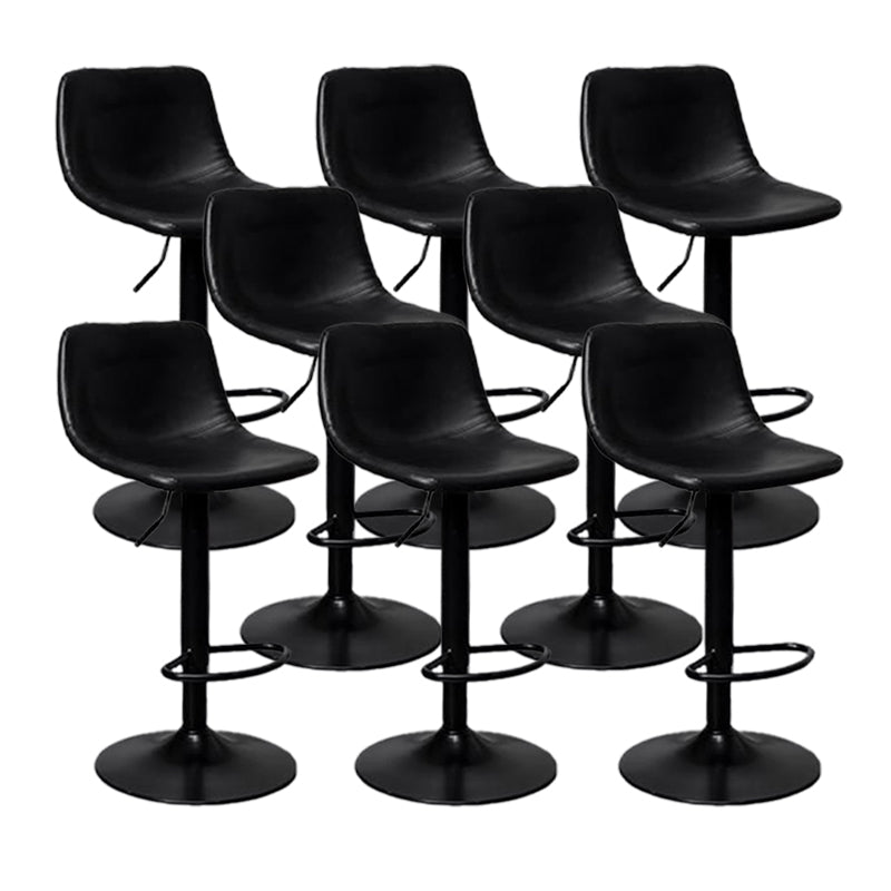 Scandinavian Metal Barstool Adjustable Low Back Faux Leather Barstools in Matte Finish