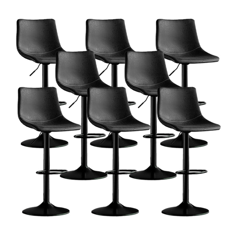 Scandinavian Metal Barstool Adjustable Low Back Faux Leather Barstools in Matte Finish