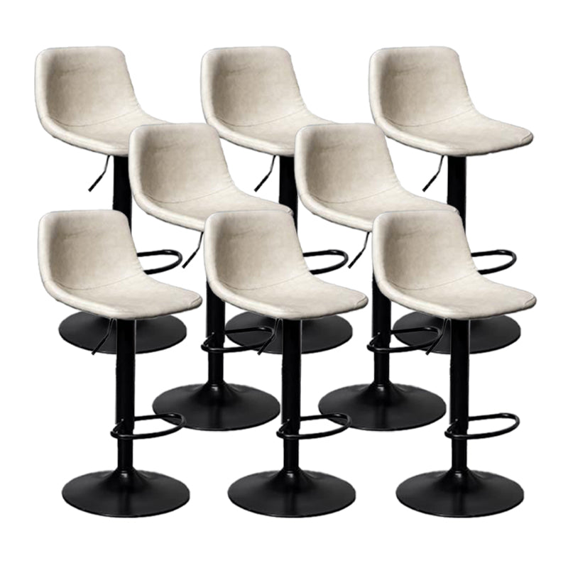 Scandinavian Metal Barstool Adjustable Low Back Faux Leather Barstools in Matte Finish