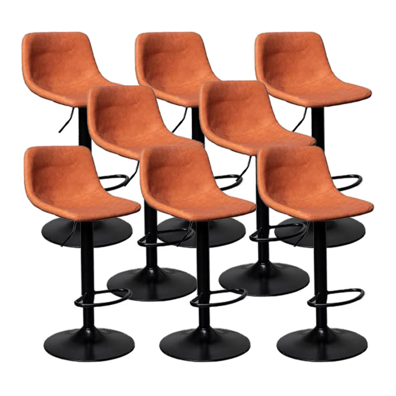 Scandinavian Metal Barstool Adjustable Low Back Faux Leather Barstools in Matte Finish